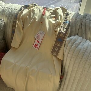 Kappa Cream Logo Dress with Taupe Contrast Tape